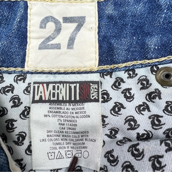 *TAVERNITI So Jamie Bootcut Ripped Stitch Low Rise Jeans Size 27 - Picture 10 of 12